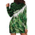 Green Traditional Cloak Aotearoa Hoodie Dress Maori Paua Shell Korowai Pattern