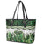 Green Traditional Cloak Aotearoa Leather Tote Bag Maori Paua Shell Korowai Pattern