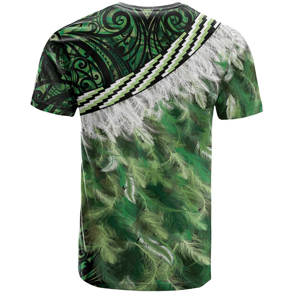 Green Traditional Cloak Aotearoa T Shirt Maori Paua Shell Korowai Pattern