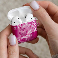 Polynesia Breast Cancer Awareness AirPods Case Think Pink Ribbon Polynesian Butterflies