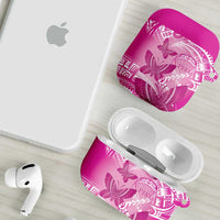Polynesia Breast Cancer Awareness AirPods Case Think Pink Ribbon Polynesian Butterflies