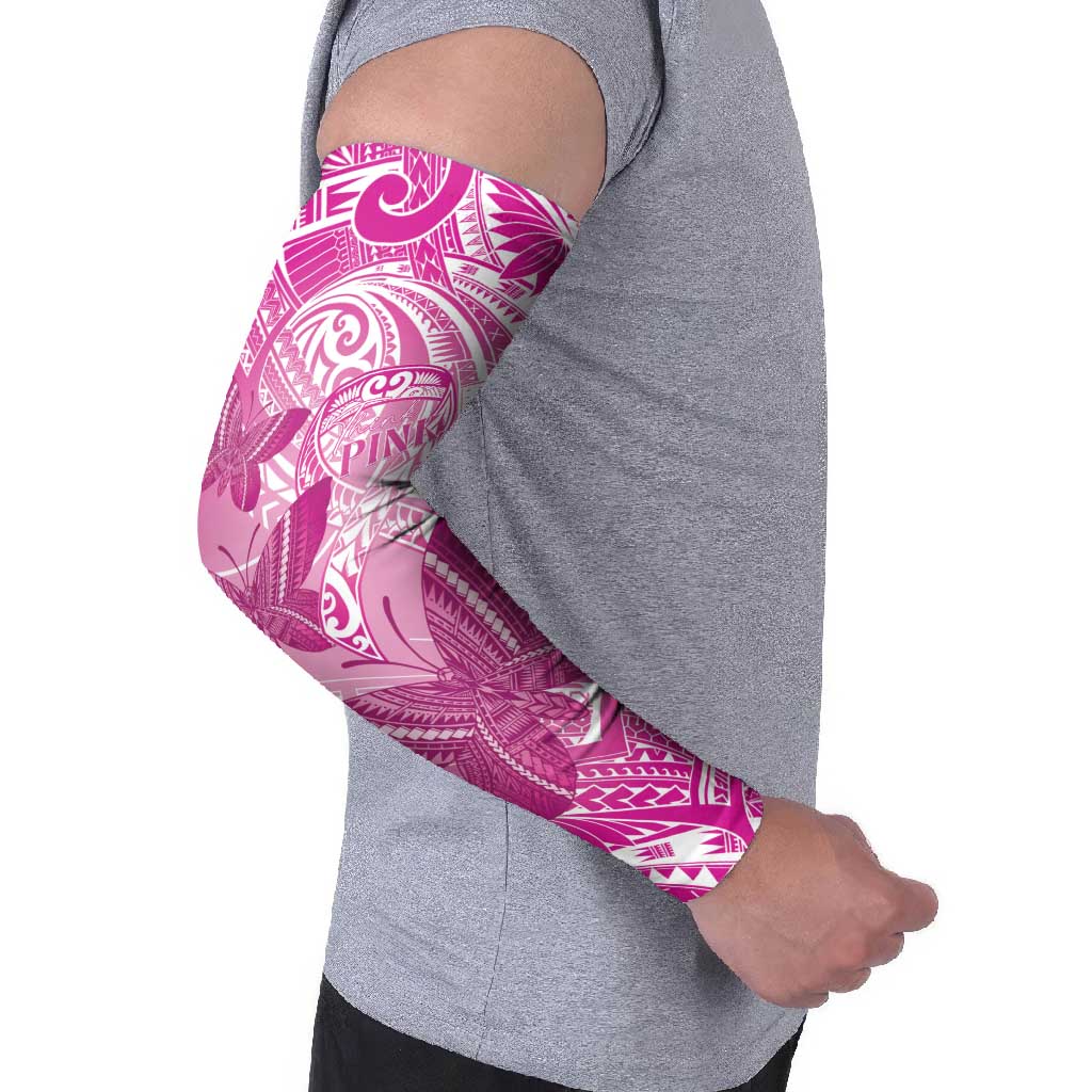 Personalised Polynesia Breast Cancer Awareness Arm Sleeves Think Pink Ribbon Polynesian Butterflies