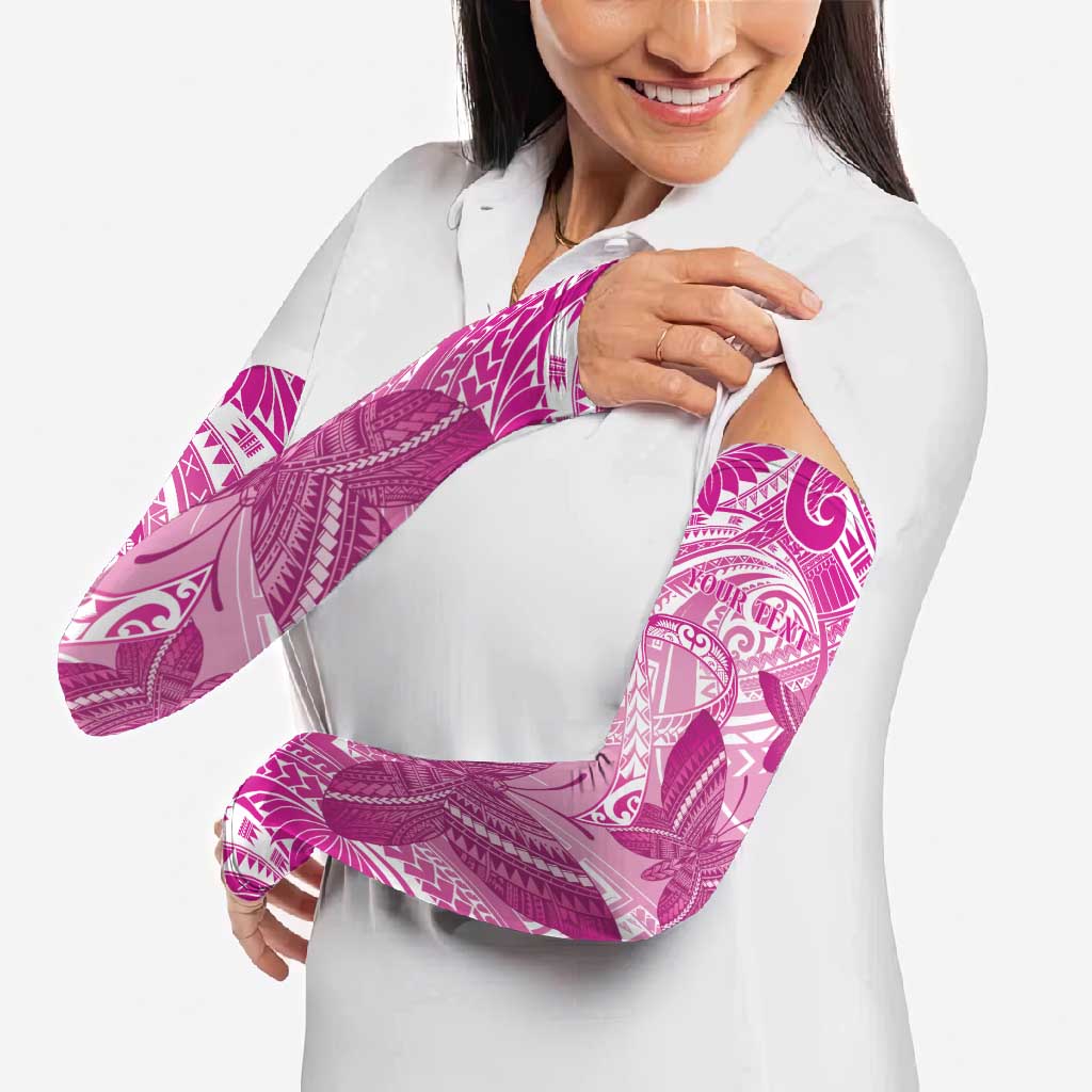 Personalised Polynesia Breast Cancer Awareness Arm Sleeves Think Pink Ribbon Polynesian Butterflies