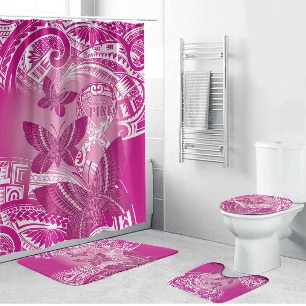 Polynesia Breast Cancer Awareness Bathroom Set Think Pink Ribbon Polynesian Butterflies