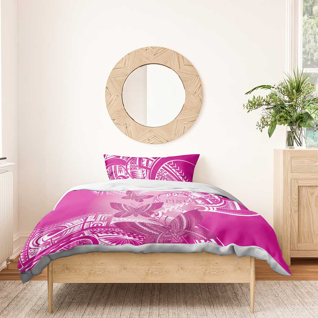 Polynesia Breast Cancer Awareness Bedding Set Think Pink Ribbon Polynesian Butterflies