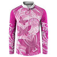 Personalised Polynesia Breast Cancer Awareness Button Sweatshirt Think Pink Ribbon Polynesian Butterflies