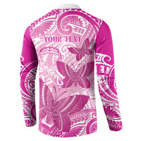Personalised Polynesia Breast Cancer Awareness Button Sweatshirt Think Pink Ribbon Polynesian Butterflies