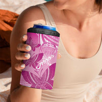 Personalised Polynesia Breast Cancer Awareness 4 in 1 Can Cooler Tumbler Think Pink Ribbon Polynesian Butterflies