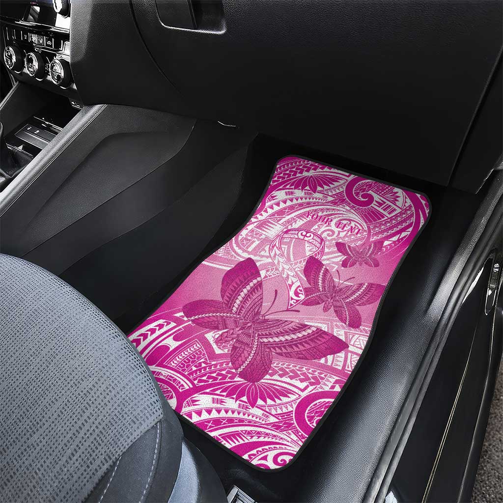 Personalised Polynesia Breast Cancer Awareness Car Mats Think Pink Ribbon Polynesian Butterflies
