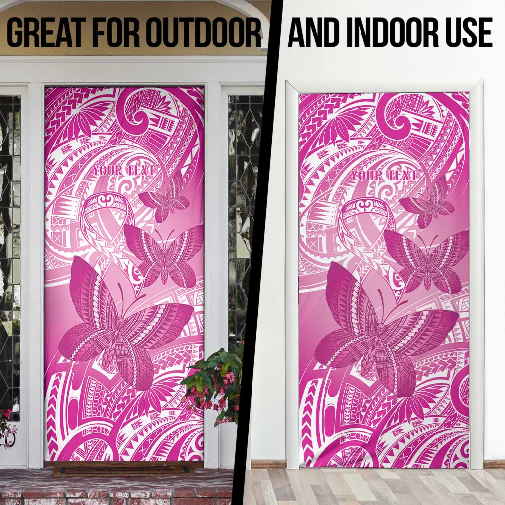 Personalised Polynesia Breast Cancer Awareness Door Cover Think Pink Ribbon Polynesian Butterflies