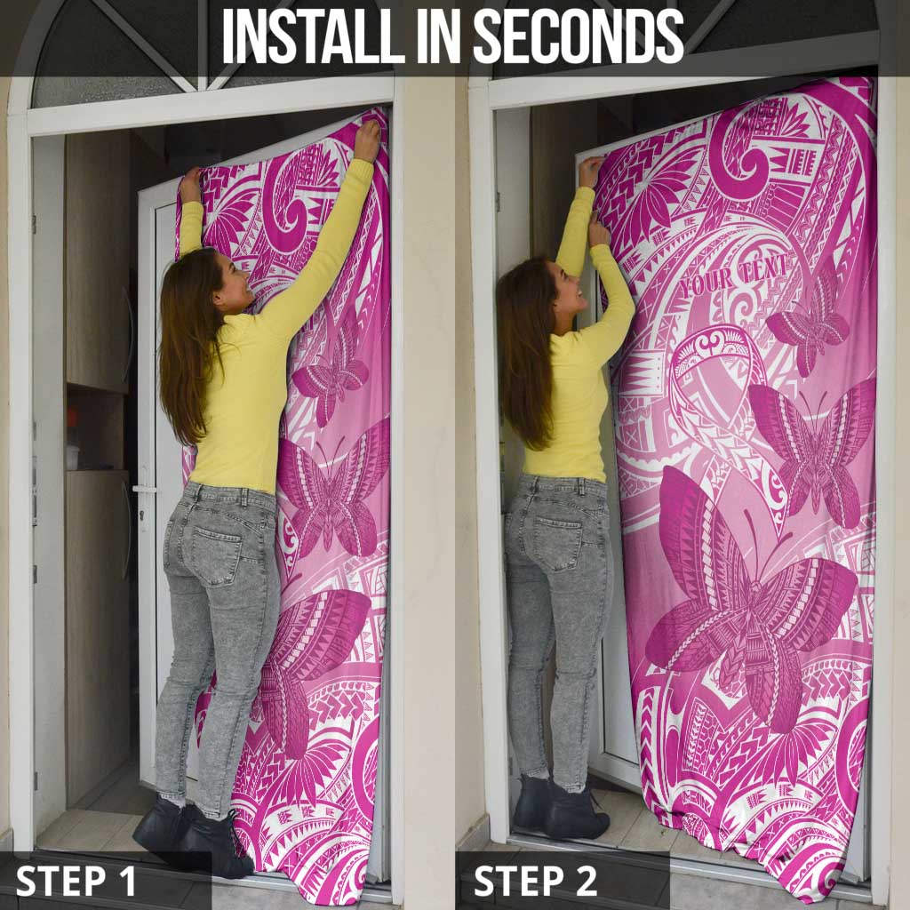 Personalised Polynesia Breast Cancer Awareness Door Cover Think Pink Ribbon Polynesian Butterflies