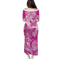 Personalised Polynesia Breast Cancer Awareness Family Matching Puletasi and Hawaiian Shirt Think Pink Ribbon Polynesian Butterflies LT14 - Polynesian Pride