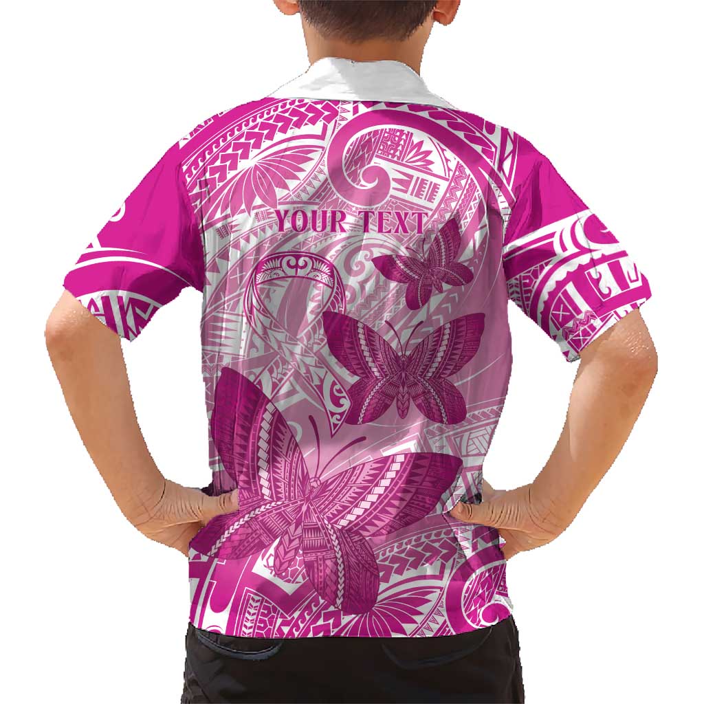Personalised Polynesia Breast Cancer Awareness Family Matching Summer Maxi Dress and Hawaiian Shirt Think Pink Ribbon Polynesian Butterflies LT14 - Polynesian Pride