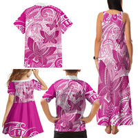 Personalised Polynesia Breast Cancer Awareness Family Matching Tank Maxi Dress and Hawaiian Shirt Think Pink Ribbon Polynesian Butterflies LT14 - Polynesian Pride