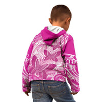 Personalised Polynesia Breast Cancer Awareness Kid Hoodie Think Pink Ribbon Polynesian Butterflies