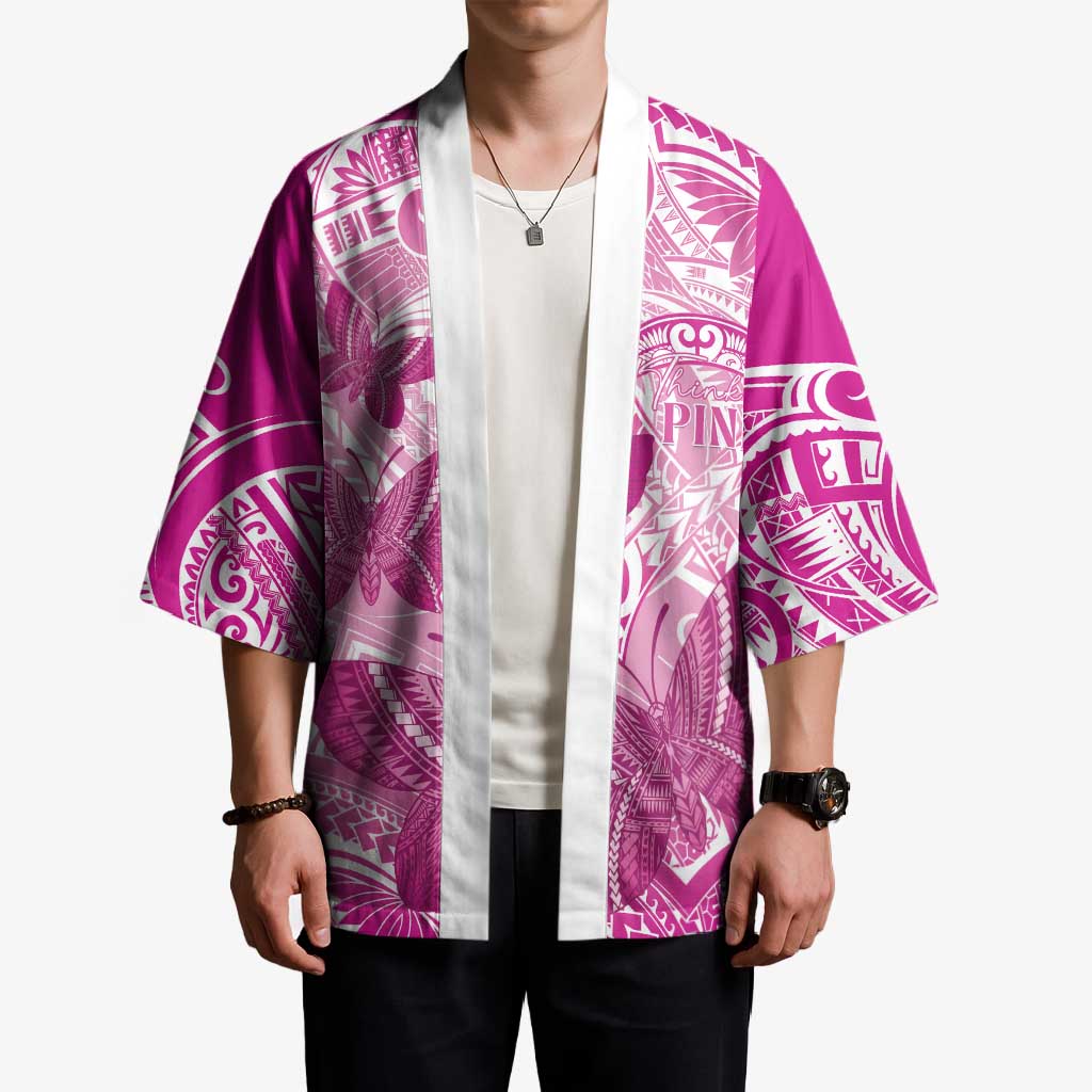 Personalised Polynesia Breast Cancer Awareness Kimono Think Pink Ribbon Polynesian Butterflies
