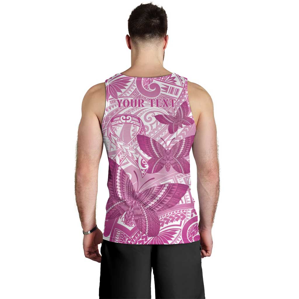 Personalised Polynesia Breast Cancer Awareness Men Tank Top Think Pink Ribbon Polynesian Butterflies