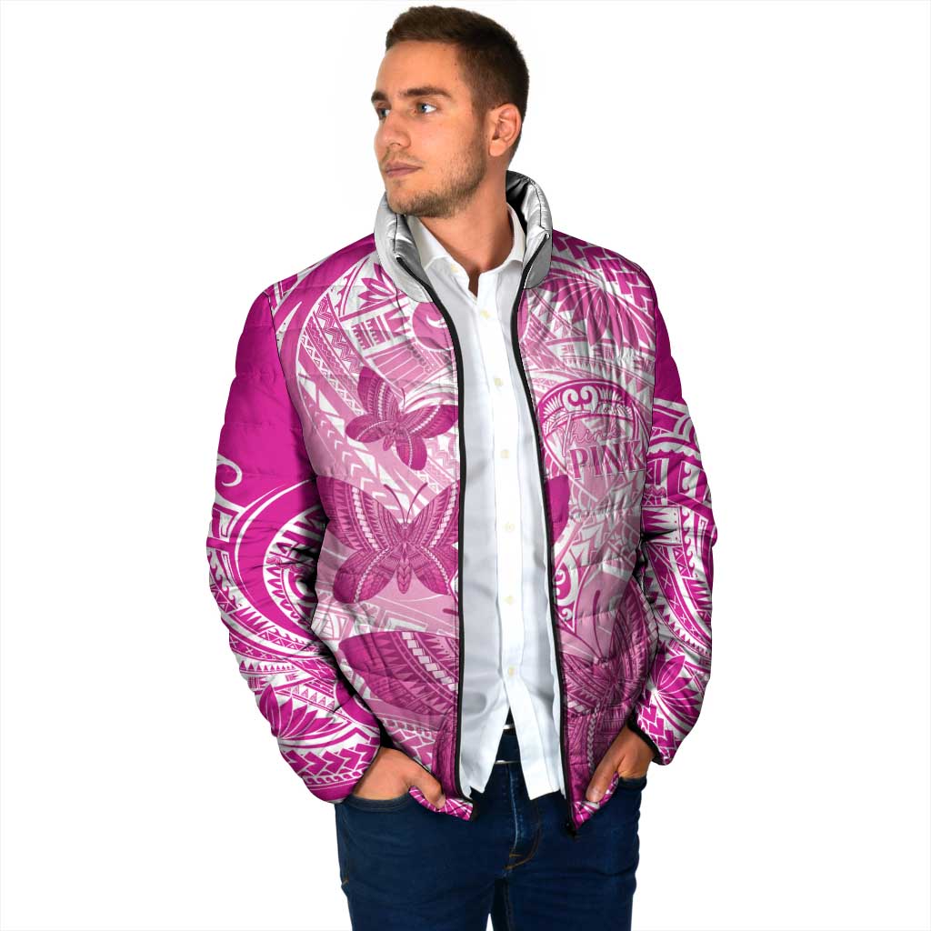 Personalised Polynesia Breast Cancer Awareness Padded Jacket Think Pink Ribbon Polynesian Butterflies