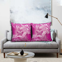 Polynesia Breast Cancer Awareness Pillow Cover Think Pink Ribbon Polynesian Butterflies