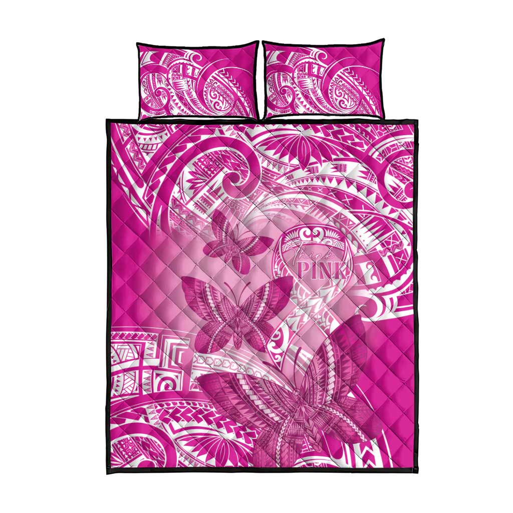 Polynesia Breast Cancer Awareness Quilt Bed Set Think Pink Ribbon Polynesian Butterflies