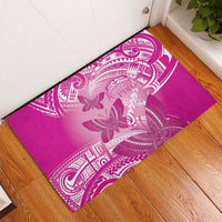 Polynesia Breast Cancer Awareness Rubber Doormat Think Pink Ribbon Polynesian Butterflies