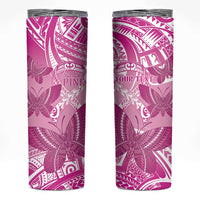 Personalised Polynesia Breast Cancer Awareness Skinny Tumbler Think Pink Ribbon Polynesian Butterflies LT14 Pink - Polynesian Pride