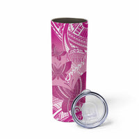 Personalised Polynesia Breast Cancer Awareness Skinny Tumbler Think Pink Ribbon Polynesian Butterflies LT14 - Polynesian Pride