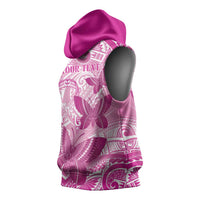 Personalised Polynesia Breast Cancer Awareness Sleeveless Hoodie Think Pink Ribbon Polynesian Butterflies