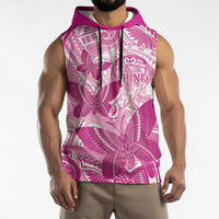 Personalised Polynesia Breast Cancer Awareness Sleeveless Hoodie Think Pink Ribbon Polynesian Butterflies