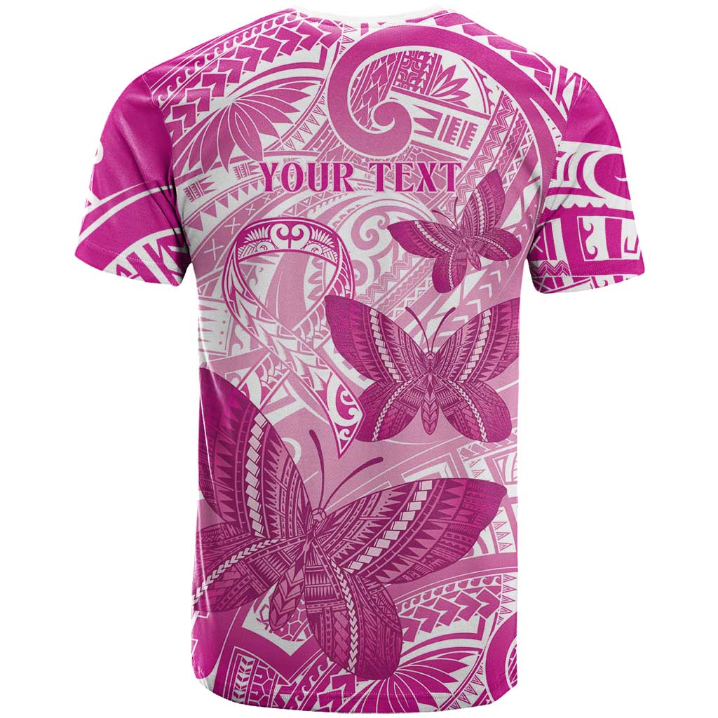 Personalised Polynesia Breast Cancer Awareness T Shirt Think Pink Ribbon Polynesian Butterflies