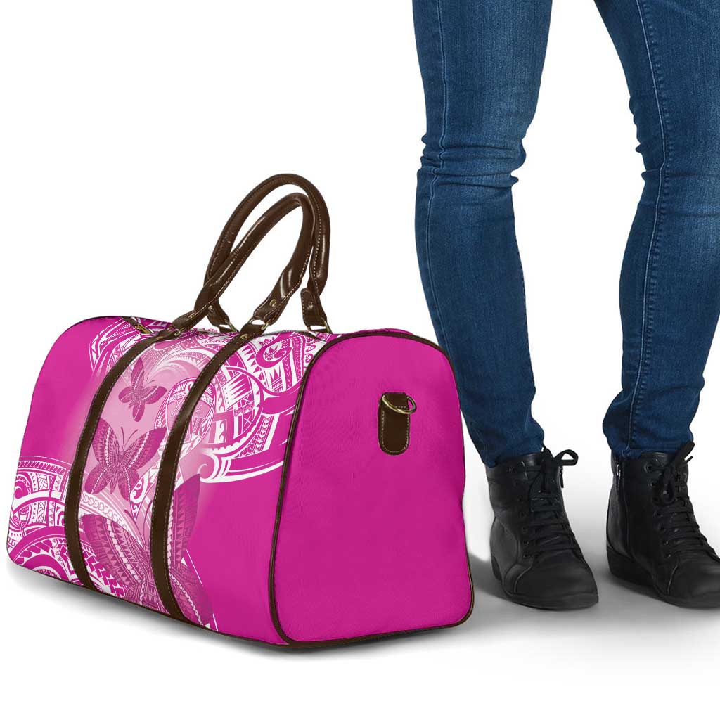 Polynesia Breast Cancer Awareness Travel Bag Think Pink Ribbon Polynesian Butterflies