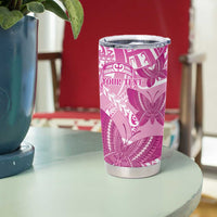 Personalised Polynesia Breast Cancer Awareness Tumbler Cup Think Pink Ribbon Polynesian Butterflies