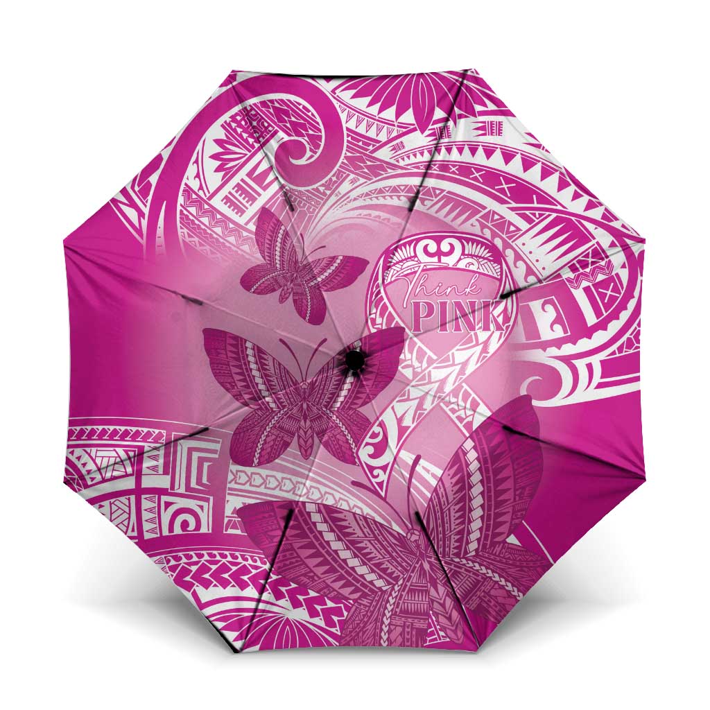 Polynesia Breast Cancer Awareness Umbrella Think Pink Ribbon Polynesian Butterflies