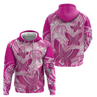 Personalised Polynesia Breast Cancer Awareness Zip Hoodie Think Pink Ribbon Polynesian Butterflies