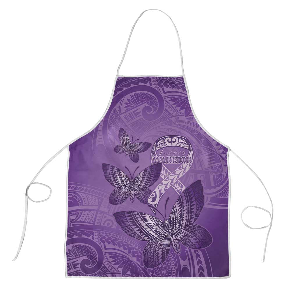 Polynesia Lupus Awareness Month Apron Warrior Purple Ribbon Polynesian Butterflies