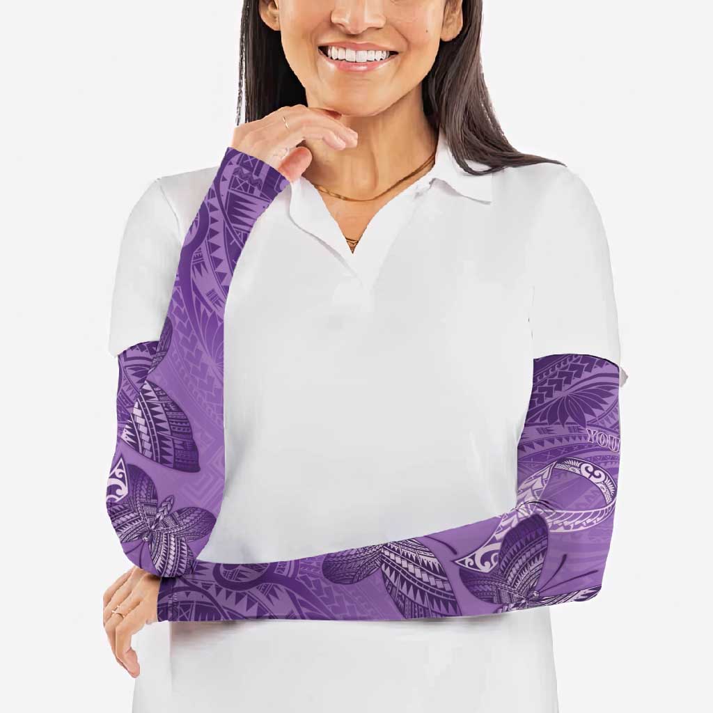 Personalised Polynesia Lupus Awareness Month Arm Sleeves Warrior Purple Ribbon Polynesian Butterflies