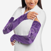 Personalised Polynesia Lupus Awareness Month Arm Sleeves Warrior Purple Ribbon Polynesian Butterflies