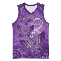 Personalised Polynesia Lupus Awareness Month Basketball Jersey Warrior Purple Ribbon Polynesian Butterflies