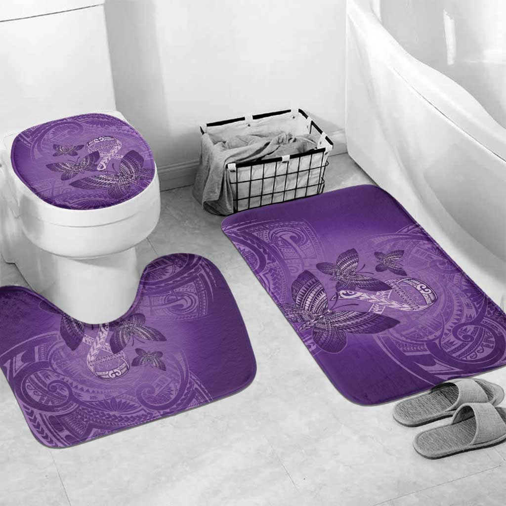 Polynesia Lupus Awareness Month Bathroom Set Warrior Purple Ribbon Polynesian Butterflies