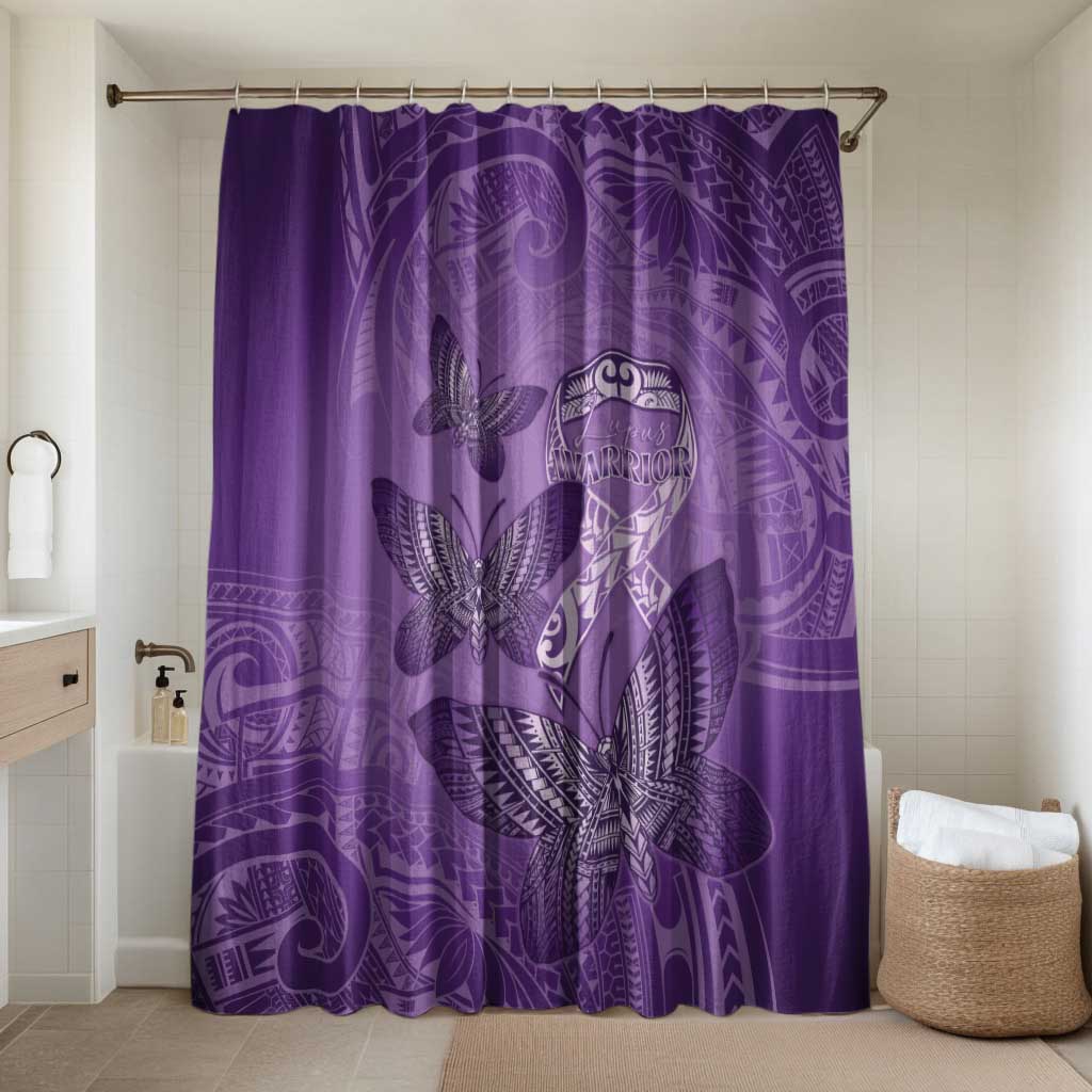 Polynesia Lupus Awareness Month Bathroom Set Warrior Purple Ribbon Polynesian Butterflies