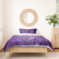 Polynesia Lupus Awareness Month Bedding Set Warrior Purple Ribbon Polynesian Butterflies