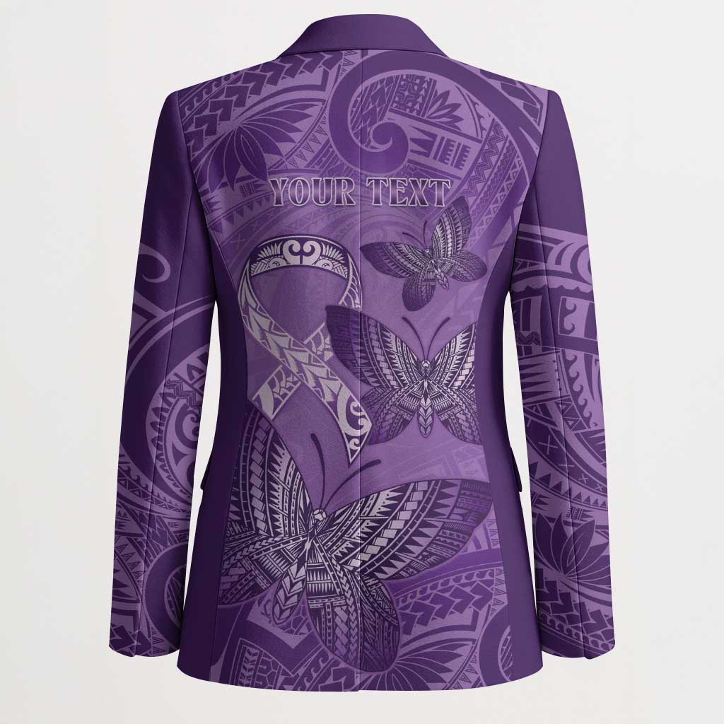Personalised Polynesia Lupus Awareness Month Blazer Warrior Purple Ribbon Polynesian Butterflies