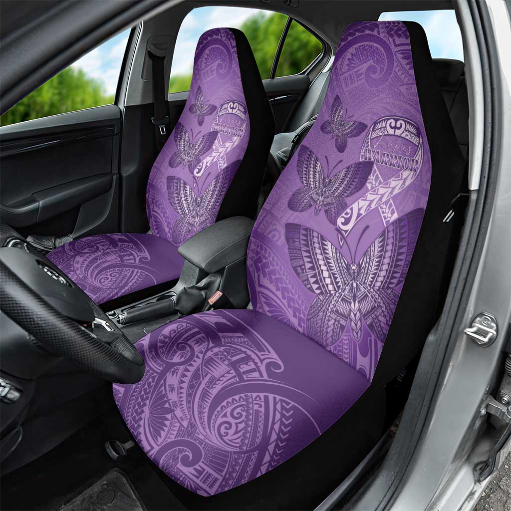 Polynesia Lupus Awareness Month Car Seat Cover Warrior Purple Ribbon Polynesian Butterflies
