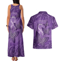 Personalised Polynesia Lupus Awareness Month Couples Matching Tank Maxi Dress and Hawaiian Shirt Warrior Purple Ribbon Polynesian Butterflies LT14 - Polynesian Pride