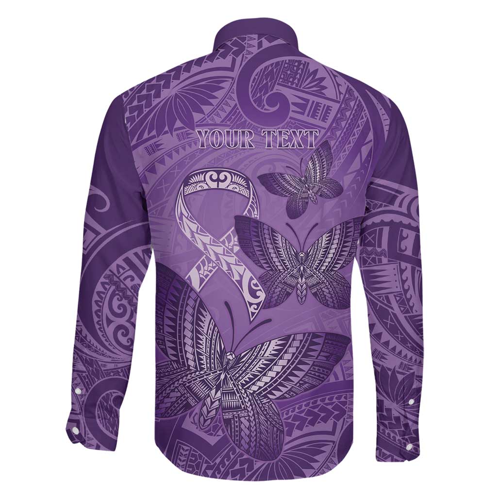 Personalised Polynesia Lupus Awareness Month Family Matching Off Shoulder Short Dress and Hawaiian Shirt Warrior Purple Ribbon Polynesian Butterflies LT14 - Polynesian Pride