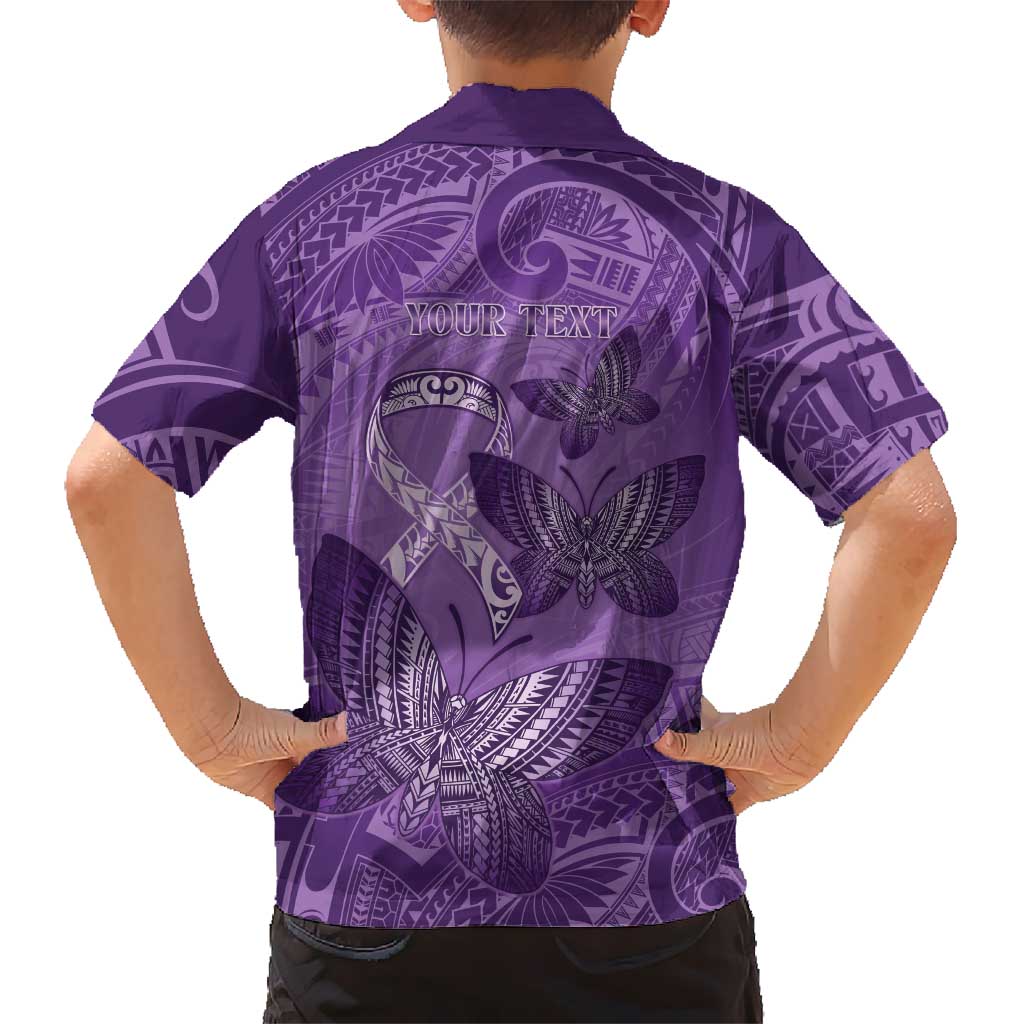 Personalised Polynesia Lupus Awareness Month Family Matching Puletasi and Hawaiian Shirt Warrior Purple Ribbon Polynesian Butterflies LT14 - Polynesian Pride
