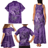 Personalised Polynesia Lupus Awareness Month Family Matching Tank Maxi Dress and Hawaiian Shirt Warrior Purple Ribbon Polynesian Butterflies LT14 - Polynesian Pride