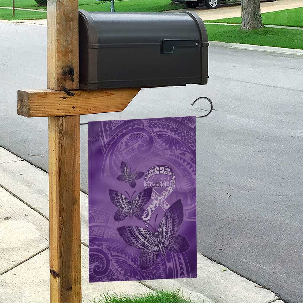 Polynesia Lupus Awareness Month Garden Flag Warrior Purple Ribbon Polynesian Butterflies LT14 - Polynesian Pride