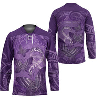 Personalised Polynesia Lupus Awareness Month Hockey Jersey Warrior Purple Ribbon Polynesian Butterflies