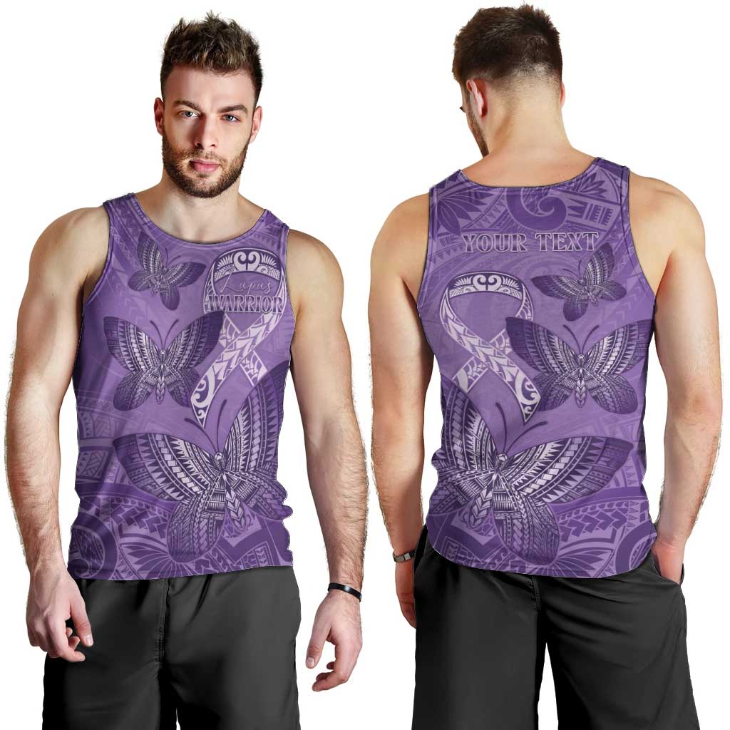 Personalised Polynesia Lupus Awareness Month Men Tank Top Warrior Purple Ribbon Polynesian Butterflies
